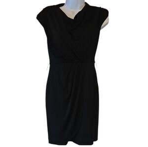 Spense Black Ruched Cowl Neck Mini Dress